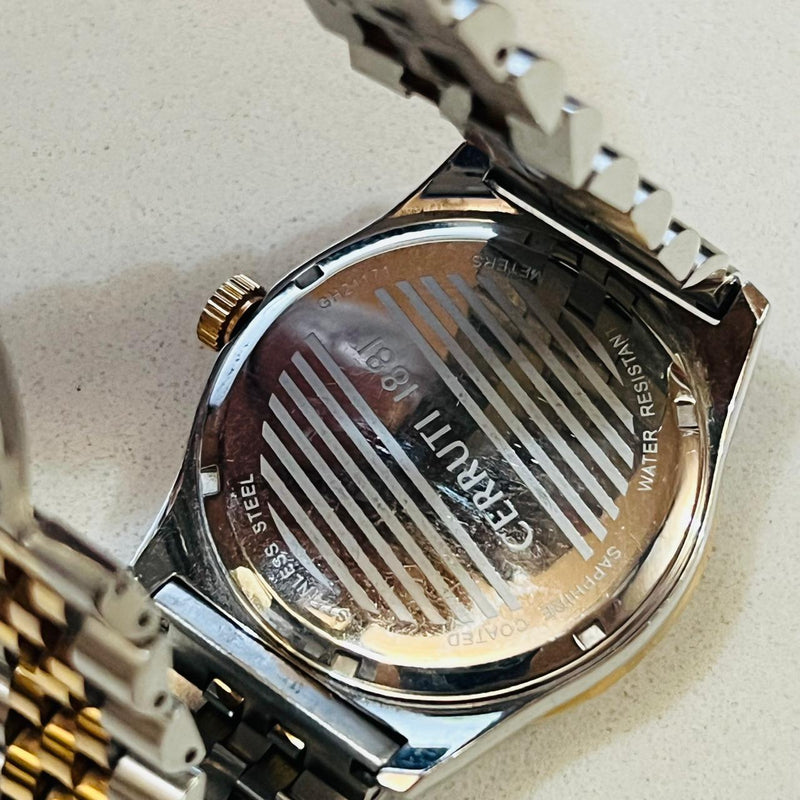 The Cerruti 1881 Chienti men's watch two tone bracelet and a blue dial with Arabic numerals